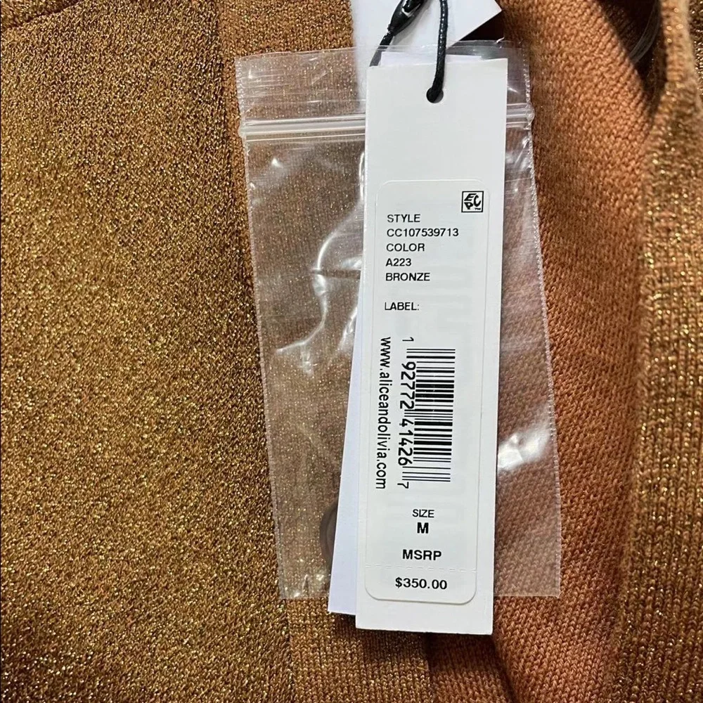 NWT Alice Olivia Zelina Metallic Deep V Cardigan